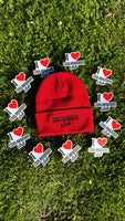 Red with Black logo Beanie